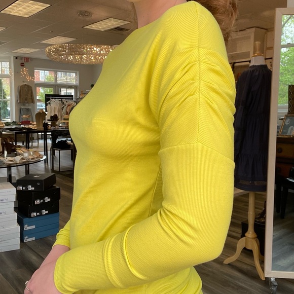 Generation Love Rib Boatneck top in kiwi with Sleeve detail - Picture 1 of 4